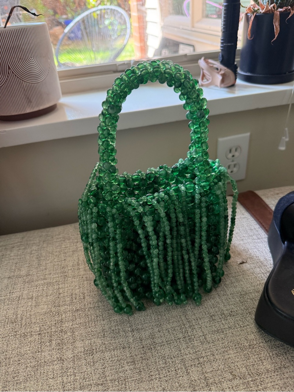Green Beaded Fringe Mini Bag - Women Bags